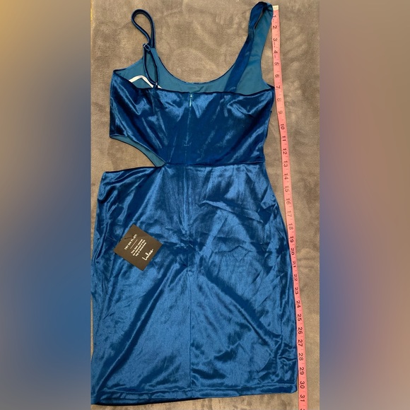 NWT Lulu’s Velvet Metallic Teal Green Formal or Semi-Formal - Picture 9 of 11